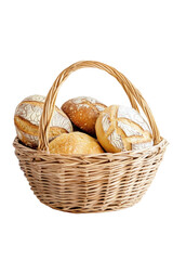 Isolated Bread Loaves in Wicker Basket