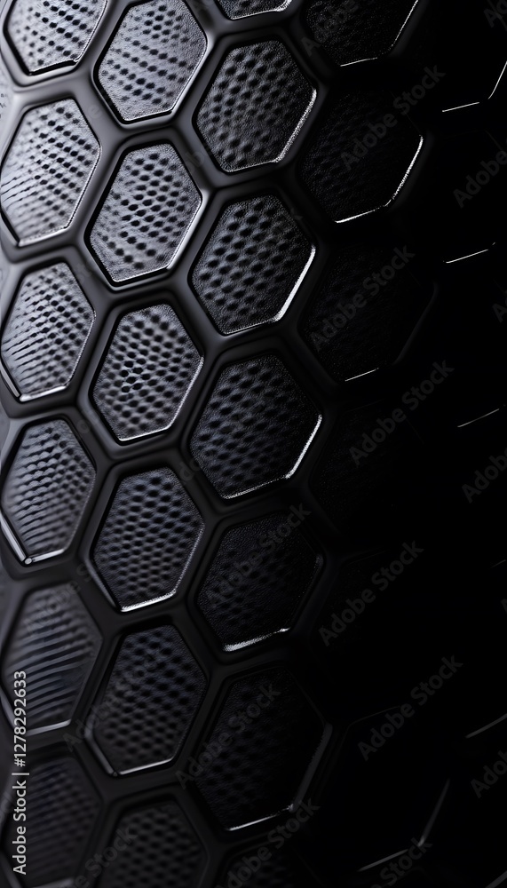 Poster abstract texture shows a close up view of dark hexagons
