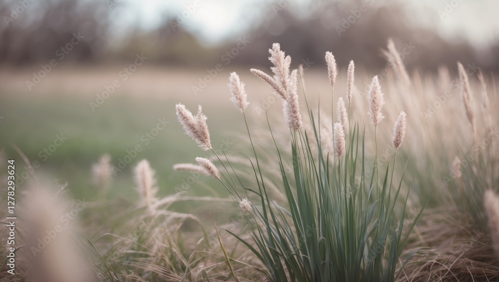 Aufkleber foxtail grasses in soft focus with a vintage effect and blurred background, perfect for nature-theme