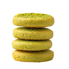 Matcha Pistachio Cookies Stacked, A Scrumptious Treat