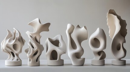 organic, free-form shapes that resemble abstract natural forms like waves or clouds, blending seamlessly together