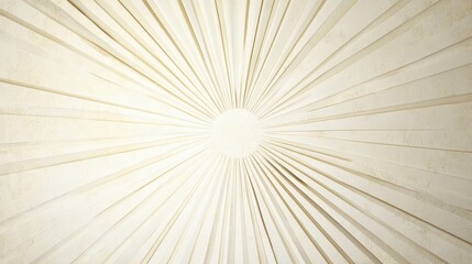 An abstract design featuring radiating lines converging towards a central point, creating a sunburst effect with a soft, neutral color palette.