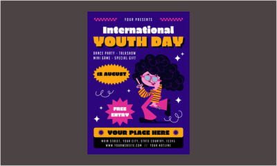 Youth day Flyer. Happy Indian National Youth Day logo background design, greeting card, Social Media profile cover post, Youth Day concept idea celebration vector illustration, Indian National Youth D