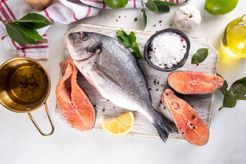 Raw fish cooking background