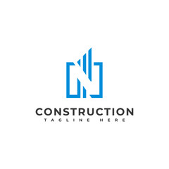 Fototapeta premium Initial letter n building contruction logo, icon, symbol