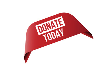 Donate today red ribbon label banner.