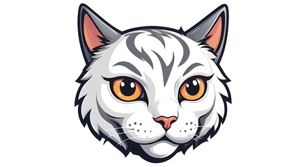 Obraz premium Playful Cat Mascot Logo with a Fun and Friendly Expression on a Clean White Background
