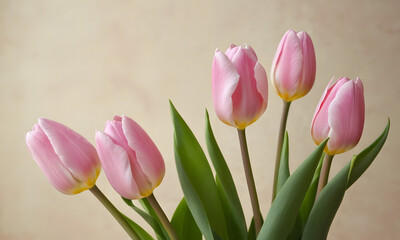 Fototapeta premium A beautiful bouquet of fresh tulips in full bloom, symbolizing grace and happiness