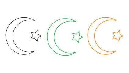Fototapeta premium Islamic moon star icon black green orange