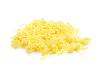 Pile of lemon zest isolated on white