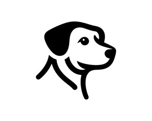 Dog head logo design template. Vector illustration. Simple silhouette. Flat style. Cartoon dog logo. Animal logotype concept. 