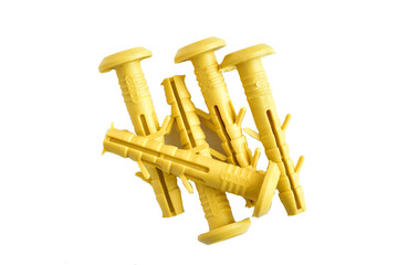 Plastic dowels without screws lie on a PNG background.