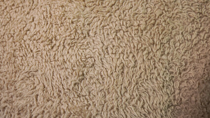Close-up view of a textured beige fleece fabric.