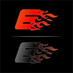 Fire racing logo template number 6 Fast racing design concept with dots