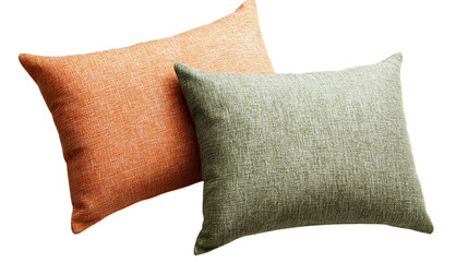 Png of Minimalist Textured Throw Pillow Set &ndash; Elegant Green and Orange Decorative Cushions for Modern Home Decor on transparent background.
