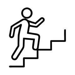Person climbing stairs icon in outline style for progress and success