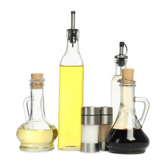 Salad dressings and spices isolated on white