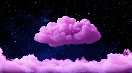 Fototapeta premium Dreamy nightscape with pink clouds against a starry sky