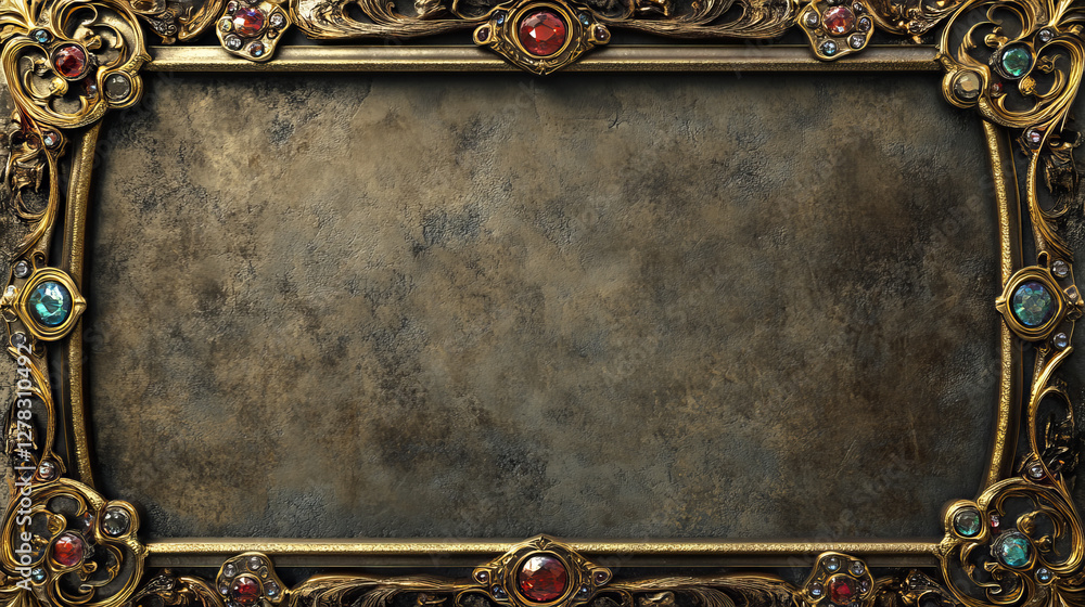 Poster empty rectangle frames in medieval style for game ui design. vector cartoon set of user interface el