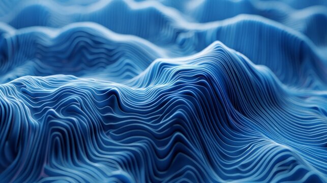 Abstract blue background with waves and lines, ideal for scientific and technological projects, creates a sense of depth and modernity, emphasises innovation.
