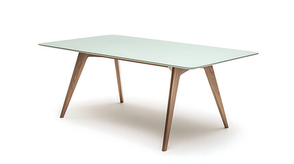 Fototapeta premium Modern Pastel Green Dining Table with Wooden Legs and Smooth Surface