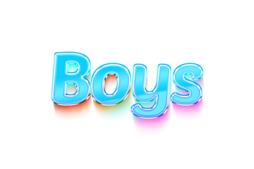 Boys transparent 3d text style