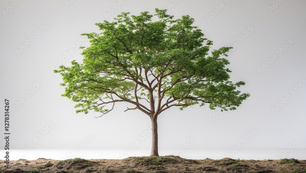 Poster lush green isolated tree with clipping path against white background for graphic design and natural 