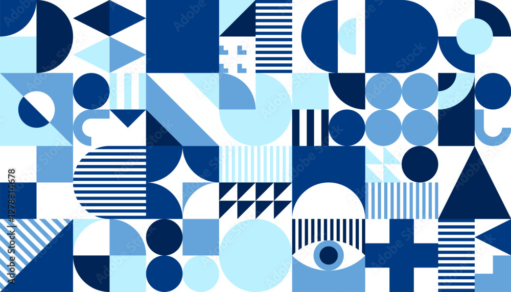 Poster nautical marine blue and white abstract geometric abstract pattern background. corporate identity re