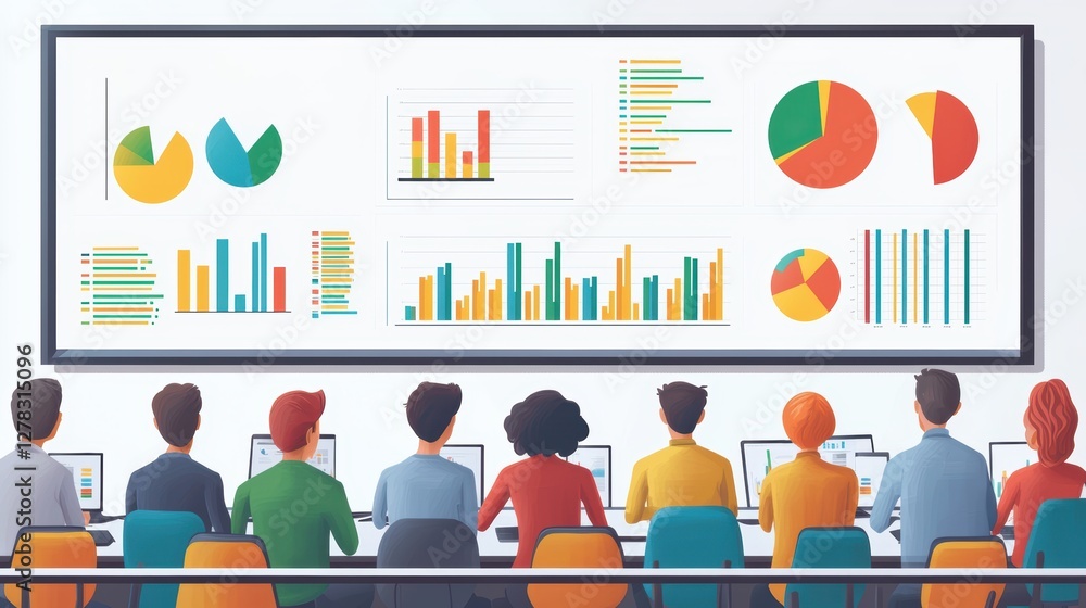 Poster team analyzing data in a conference room setting