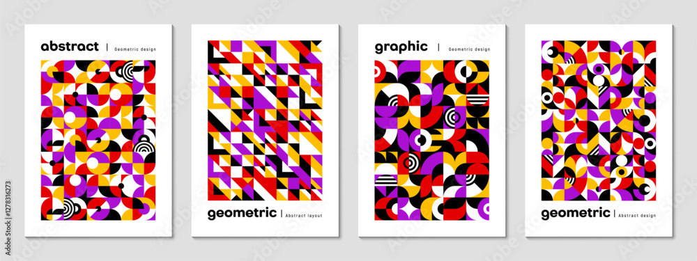 Poster abstract modern geometric poster templates with shapes mosaic pattern, vector backgrounds. modern tr