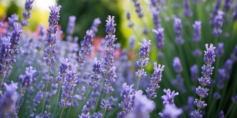 Lavender Flowers Blooming in a Garden with Natural Background and Space for Overlay Text or Design Elements