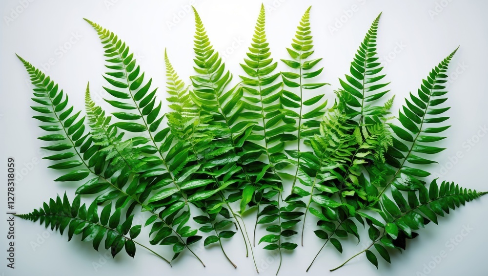 Aufkleber ferns leaves arrangement isolated on white background with copy space for botanical themes and text 