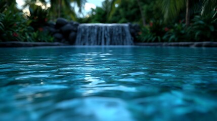 Lush tropical sanctuary, A refreshing view of waterfall and turquoise pool