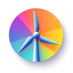 Obraz premium Colorful Wind Turbine Icon for Sustainable Energy