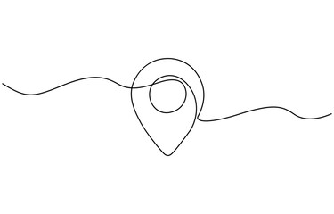 Fototapeta premium One continuous line art drawing of Location and path pointers vector illustration, Map pin line background. One line drawing background. Continuous line drawing of GPS icon.