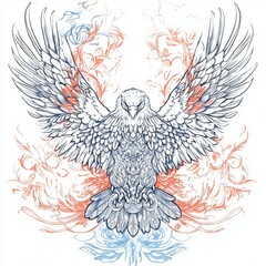 Obraz premium Majestic Eagle with Ornate Floral Design A Powerful Symbol of Freedom and Strength