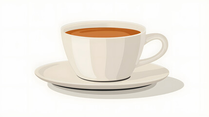 Fototapeta premium Warm cup of tea on saucer, cozy setting with minimalist design, perfect for relaxation or casual conversations.