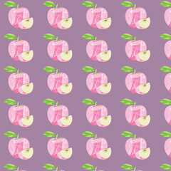 seamless pattern with pink apple