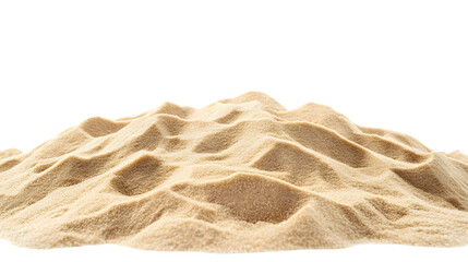 Pile of light beige sand isolated on transparent background. Texture of sand dunes, natural element, PNG