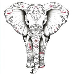 Ornate Mandala Elephant A Detailed Line Art Illustration