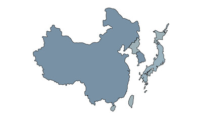 Regions of East Asia. Political map with single countries.