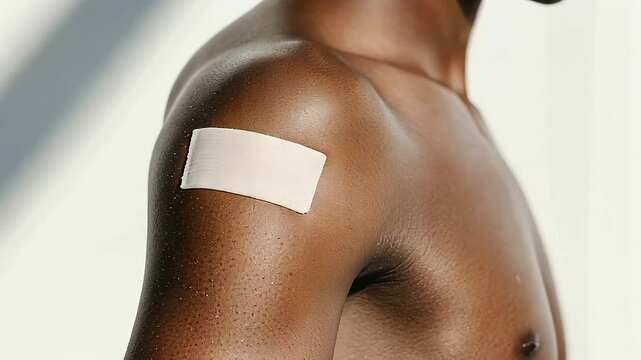 Vaccination Bandage Close Up on Person's Arm