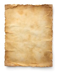 Old paper vertical banner. Parchment scroll isolated on white background
