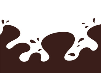 Chocolate splash, streaks, splashes. Organic shapes of liquid spots, hand-drawn background, vector. Modern minimalistic background for banners, posters, label covers. Color illustration, flat design