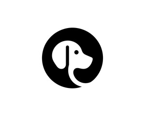 Circle Dog Head Logo Design Vector Illustration