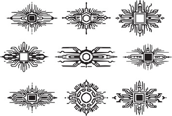 Set of elements for flat design, patterns, ornaments, mandalas. Hand drawn vector illustration