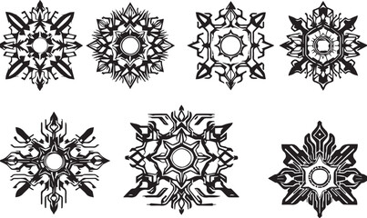 Set of elements for flat design, patterns, ornaments, mandalas. Hand drawn vector illustration