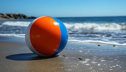 Obraz premium Beach ball, ocean waves, summer fun
