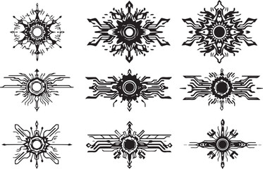 Set of elements for flat design, patterns, ornaments, mandalas. Hand drawn vector illustration