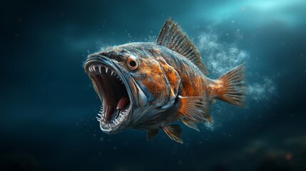 A Mesmerizing Deep Sea Anglerfish Displaying its Bioluminescent Lure as it Hunts in the Mysterious Abyss